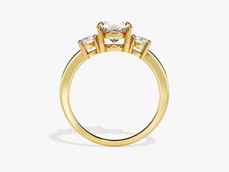Gold three-stone diamond ring, fine jewelry, engagement ring