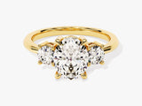 Gold three-stone diamond engagement ring for jewelry company