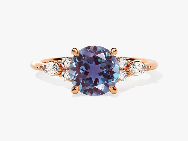 Oval alexandrite ring with diamonds, rose gold, fine jewelry
