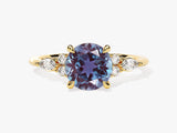 Gold ring with oval alexandrite and diamond accents