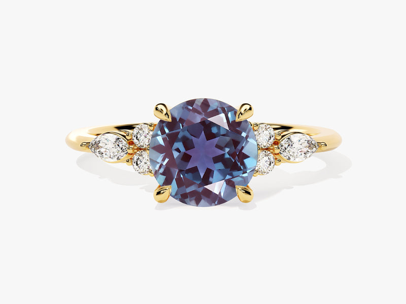 Gold ring with oval alexandrite and diamond accents
