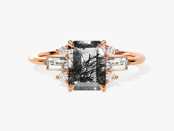 Rose gold ring with tourmaline and diamond accents