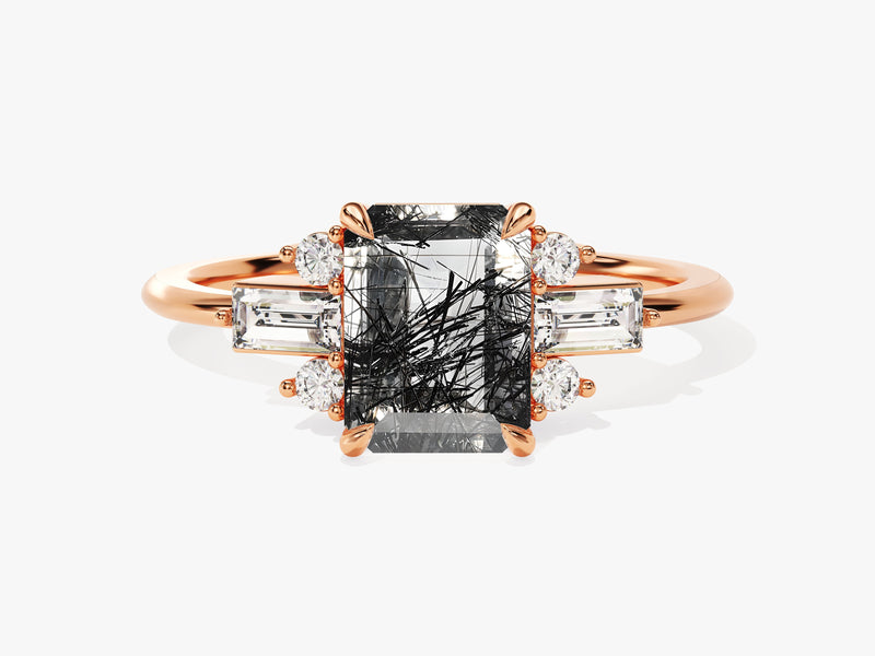 Rose gold ring with tourmaline and diamond accents