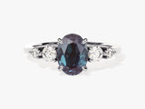 Oval alexandrite and diamond engagement ring