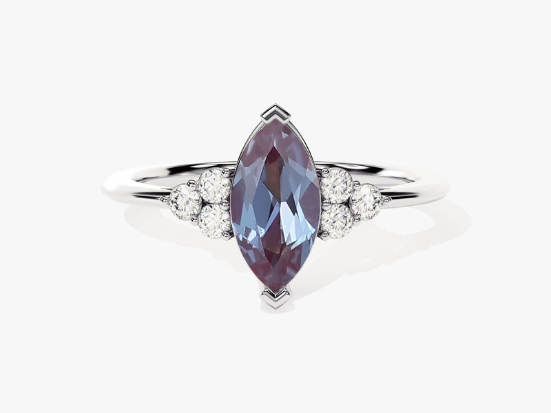 Marquise alexandrite ring with diamond accents jewelry