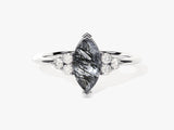 Marquise rutilated quartz and diamond engagement ring