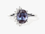Oval alexandrite and diamond engagement ring
