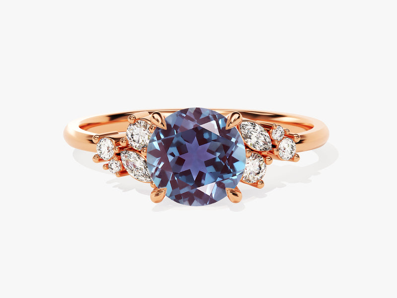 Rose gold ring with alexandrite and diamonds