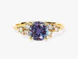 Gold ring with alexandrite and diamonds, jewelry design