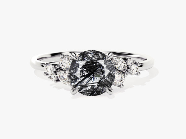 Rutilated quartz and diamond engagement ring