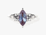 Marquise alexandrite ring with diamond accents