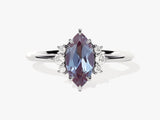 Marquise alexandrite ring with diamond accents, fine jewelry