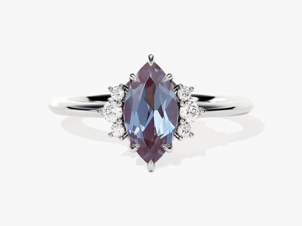 Marquise alexandrite ring with diamond accents, fine jewelry
