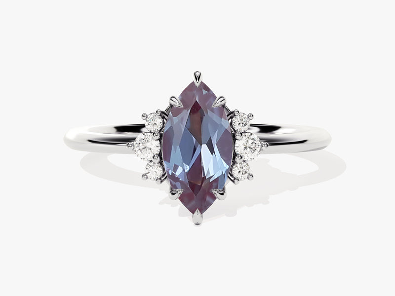 Marquise alexandrite ring with diamond accents, fine jewelry