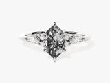 Unique rutilated quartz engagement ring with diamonds