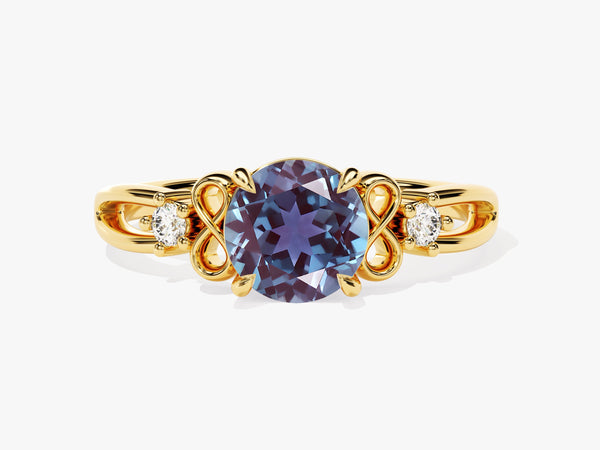 Gold ring with alexandrite and diamonds, fine jewelry