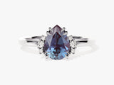 Pear-shaped alexandrite ring with diamonds, fine jewelry