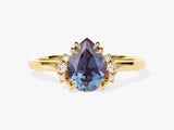 Gold ring with pear-shaped alexandrite and diamond accents