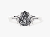 Rutilated quartz pear-cut diamond engagement ring