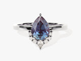 Pear-shaped alexandrite ring with diamond accents, fine jewelry