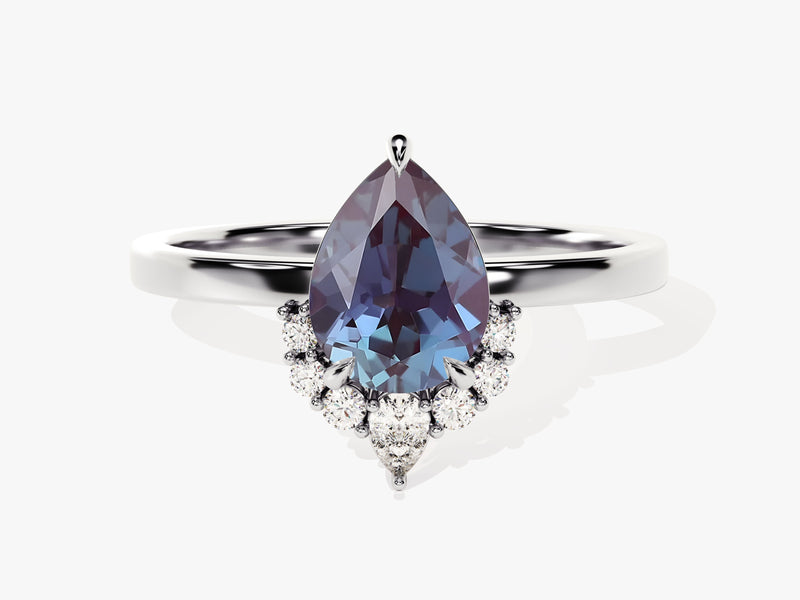 Pear-shaped alexandrite ring with diamond accents, fine jewelry