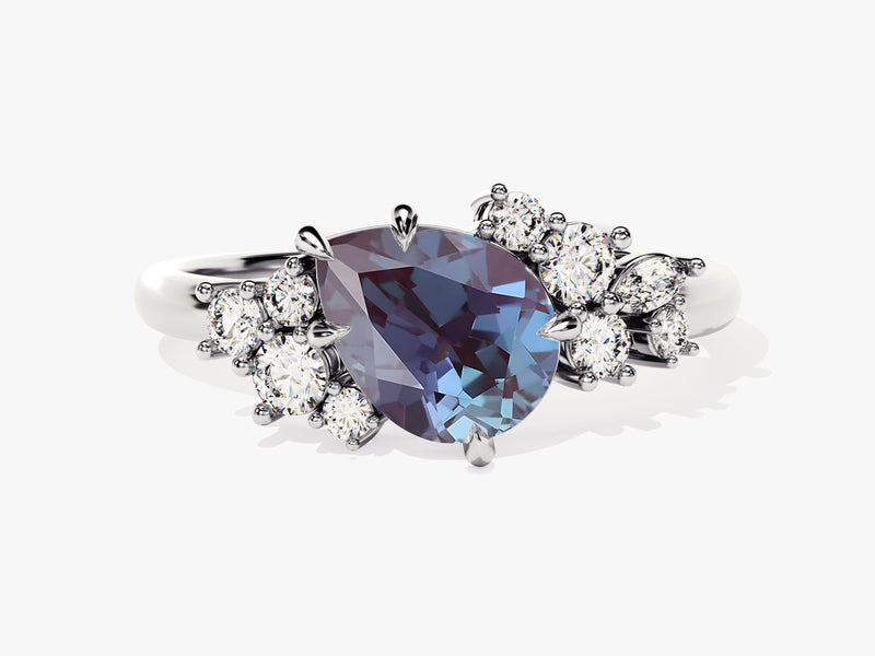 Pear-shaped alexandrite ring with diamond accents, fine jewelry