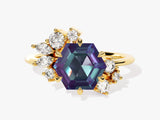 Gold ring with alexandrite and diamonds