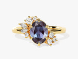 Gold ring with oval alexandrite and diamond accents