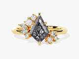 Gold ring with black diamond and white diamonds