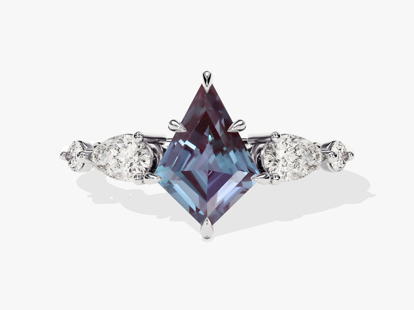 Diamond and alexandrite engagement ring