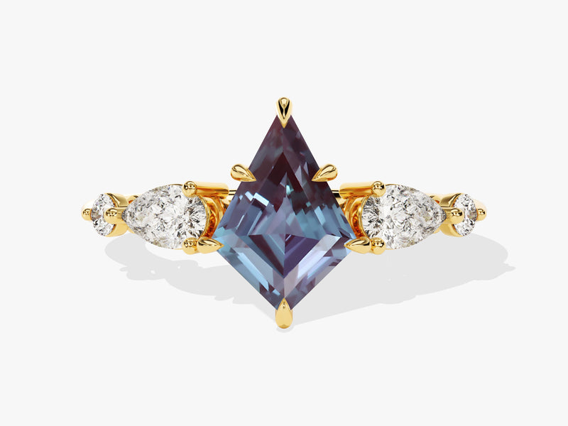 Gold ring with alexandrite and diamond gemstones