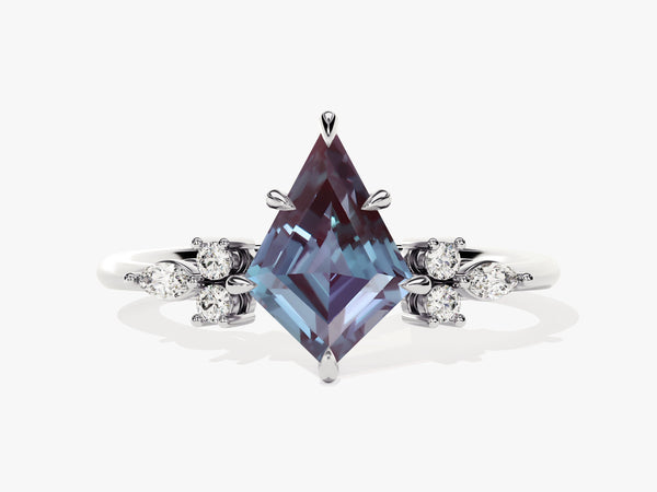 Alexandrite kite cut diamond engagement ring