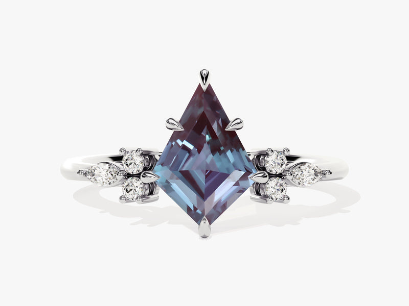 Alexandrite kite cut diamond engagement ring