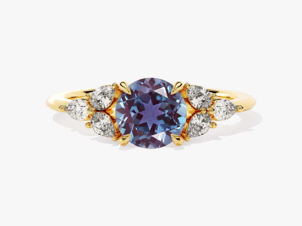 Gold ring with oval alexandrite and diamonds