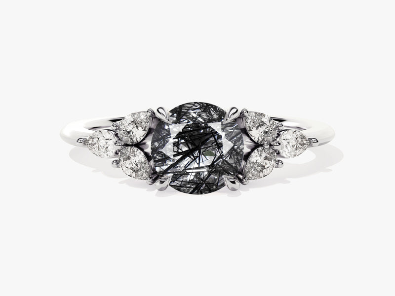 Rutilated quartz and diamond engagement ring
