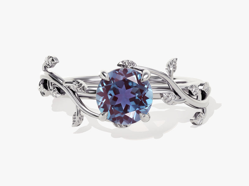 Oval alexandrite ring with vine-inspired band, fine jewelry