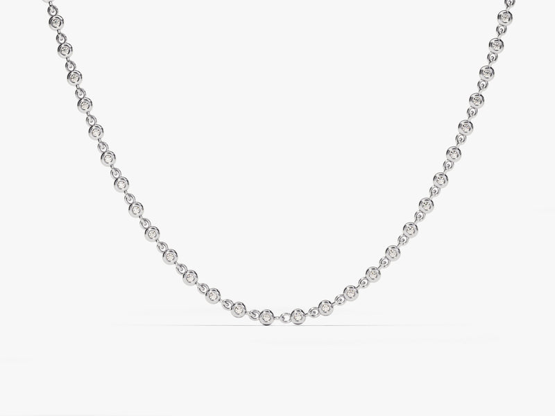 Diamond bezel set necklace in white gold