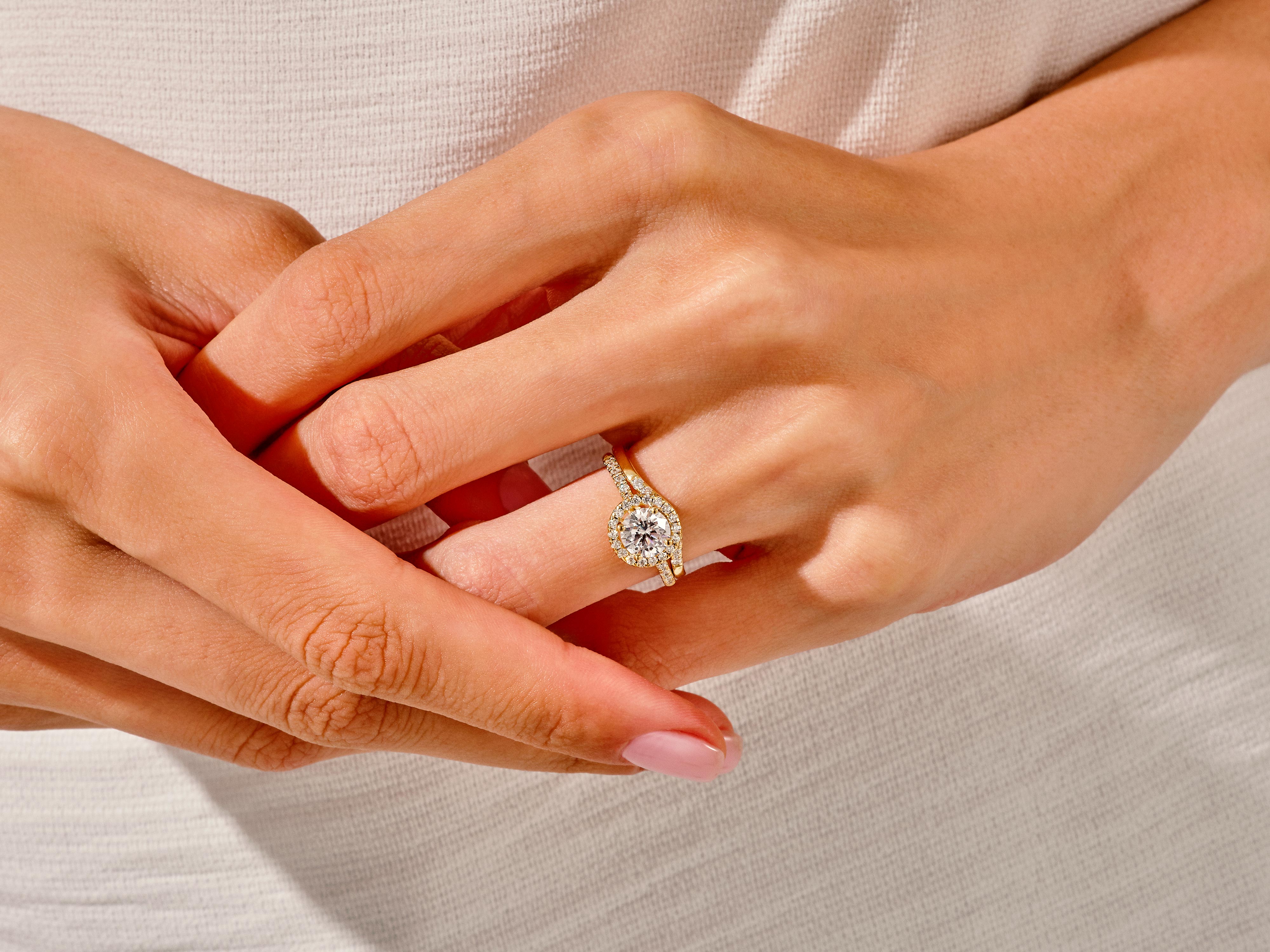 Diamond engagement ring on a woman's hand