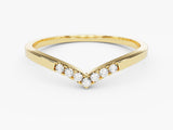 Gold chevron ring with diamonds, fine jewelry