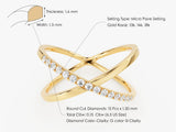 Gold diamond ring, micro pave setting, 10k, 14k, 18k gold