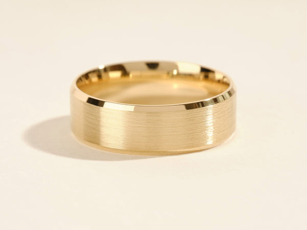 Gold brushed band ring, elegant jewelry for him or her