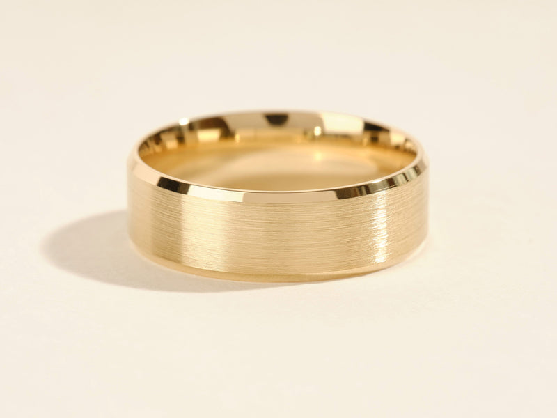 Gold brushed band ring, elegant jewelry for him or her