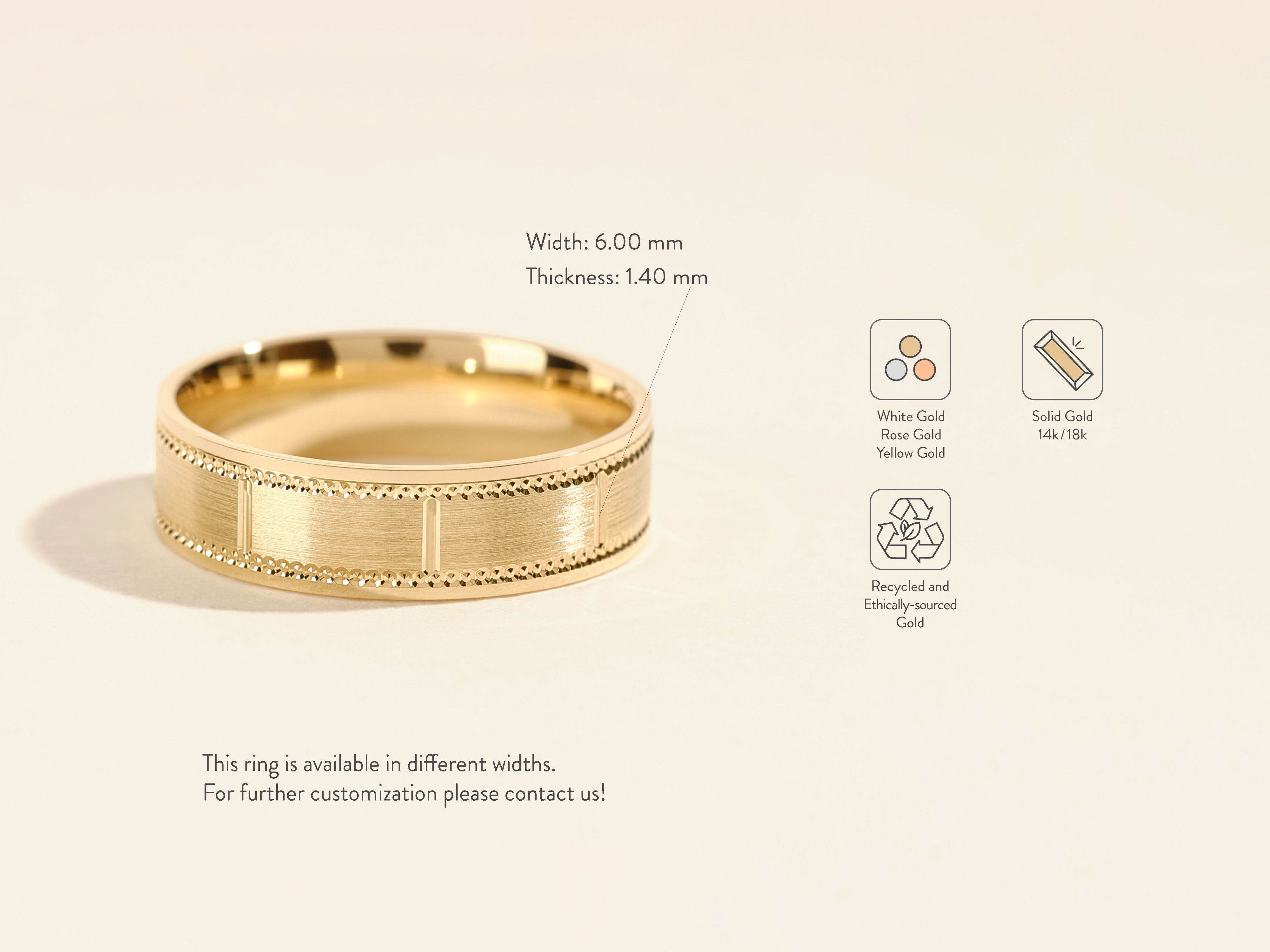 Solid gold ring, available in white, rose, yellow gold, ethically sourced