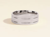 Brushed silver band ring with polished edges, jewelry for men