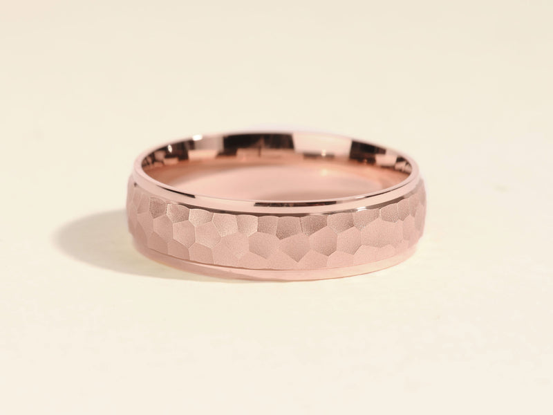 Rose gold hammered band ring jewelry