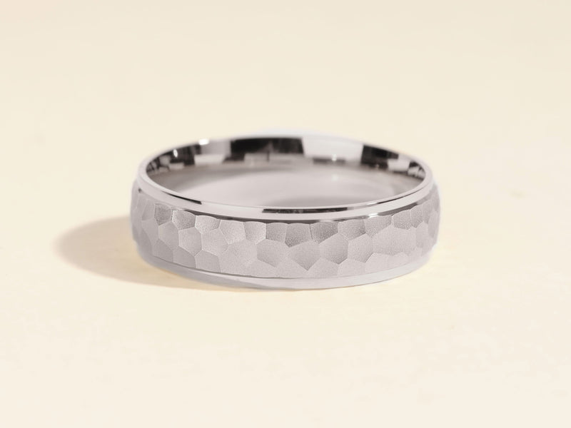 Hammered silver ring for men, modern jewelry design