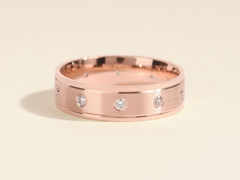 Rose gold diamond band ring, fine jewelry, luxury wedding band