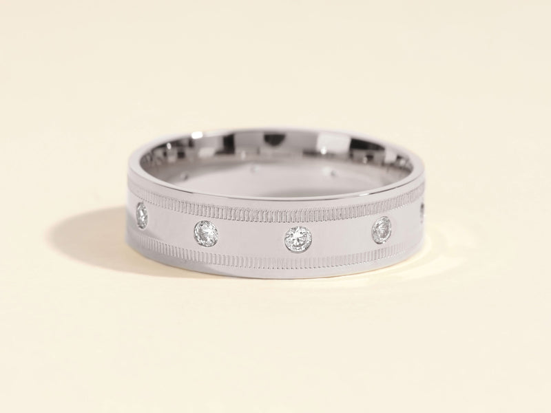 Diamond band ring, elegant jewelry for him or her