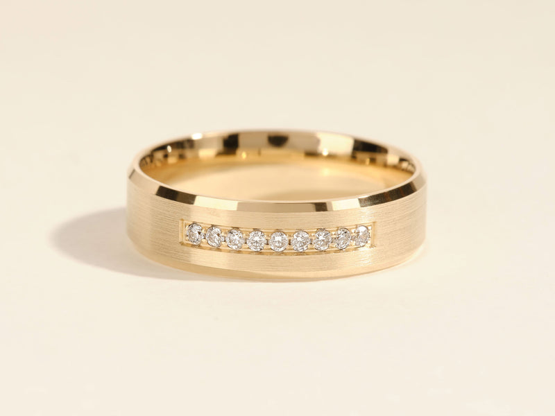 Gold ring with channel-set diamonds, jewelry, luxury, wedding band