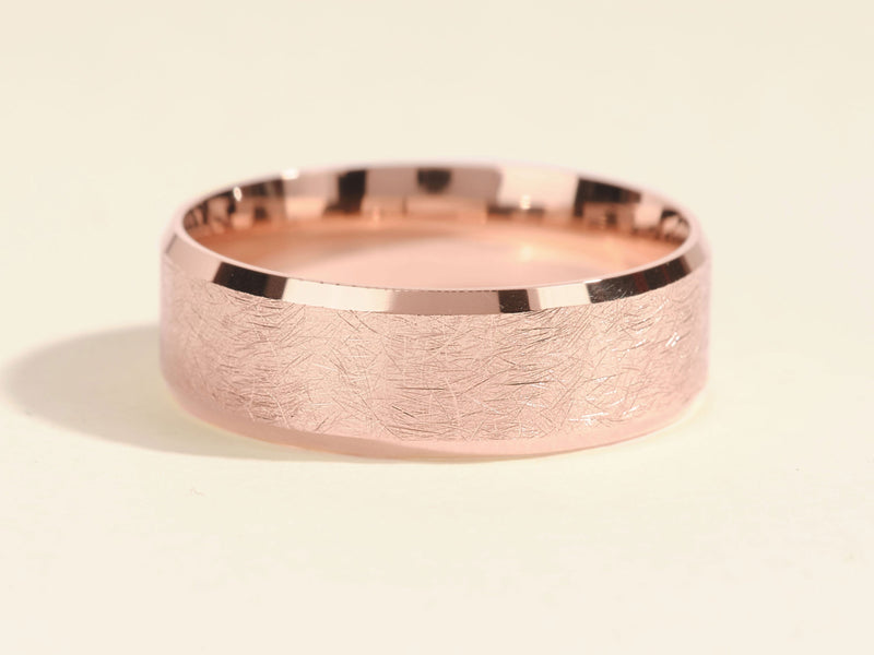 Rose gold textured ring, fine jewelry for her